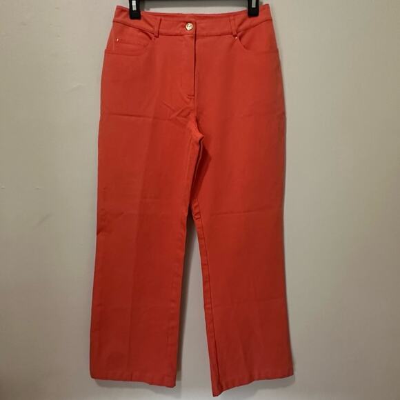 Vintage St. John Sport Marie Gray Coral Casual Pants sz US 8 High rise Wide leg - Picture 13 of 13